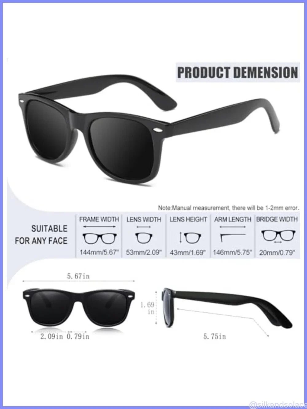 Square Sunglasses Polarized UV400 Oversized Shield Unisex